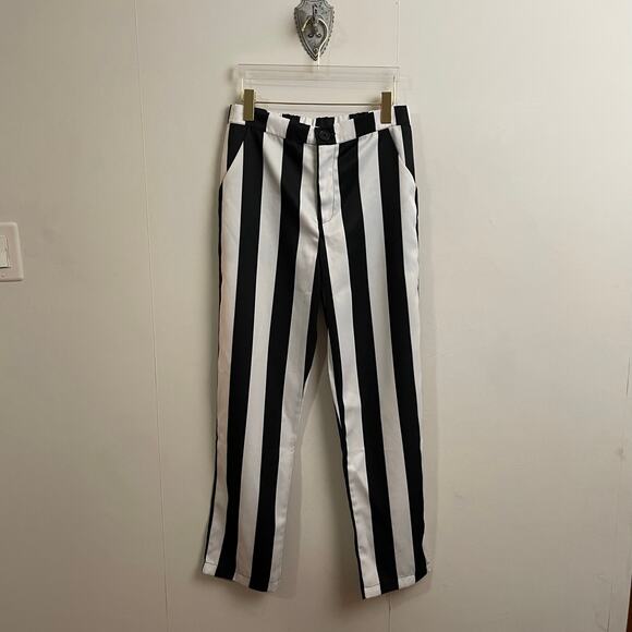 SPIRIT S Beetlejuice pant Halloween costume black white stripe high waist men - Picture 1 of 8
